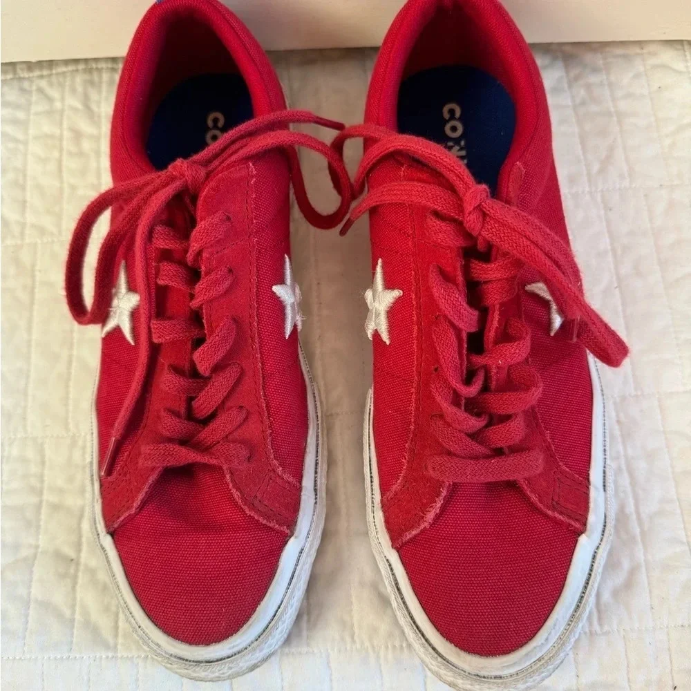 Converse One Star Pro Red Canvas Athletic Low Top Sneakers Big Kid Sz 5.5